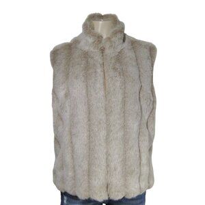 Vintage Faux Fur Vest Festival Boho Hippie Mob Wife Reversible Tan Cozy M